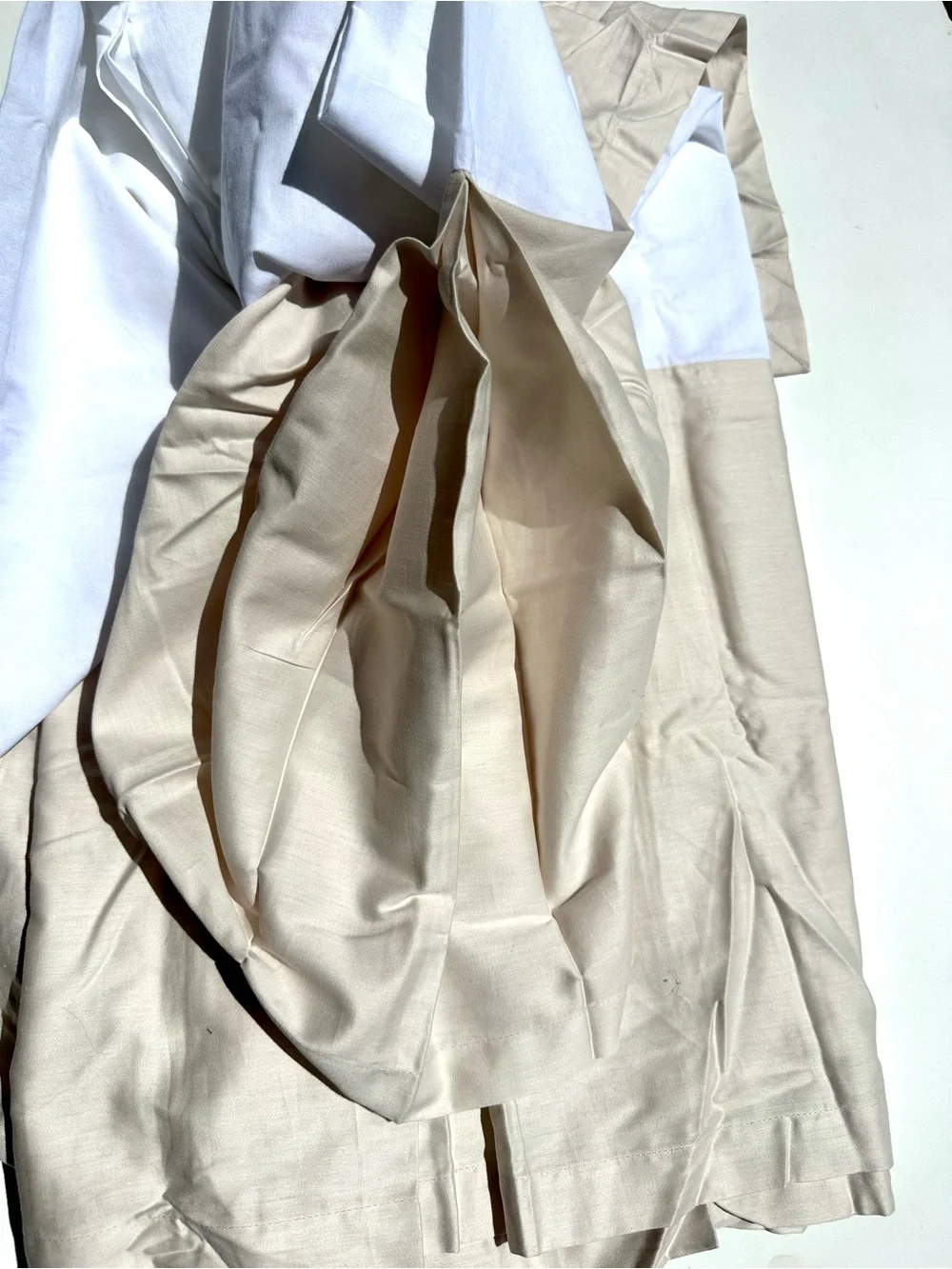 New Hudson Park Queen Classic Tailored Bedskirt Ivory Beige Satin Supima Cotton